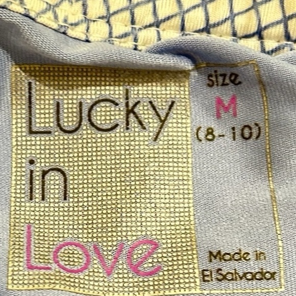 Lucky in Love Blue navy white Checkered ruffle hem Skort size medium - Picture 6 of 7